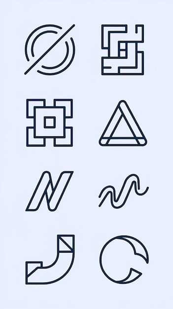 Photo set of abstract logo linear icon signs