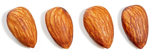 Set of almond isolated on a white background