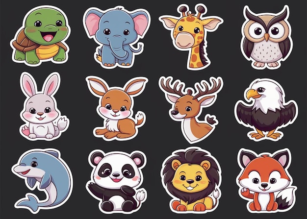 Set of animal cartoon character