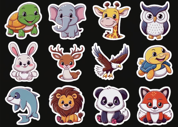 Set of animal cartoon character