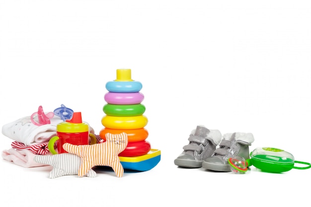 Set of baby toys and clothes