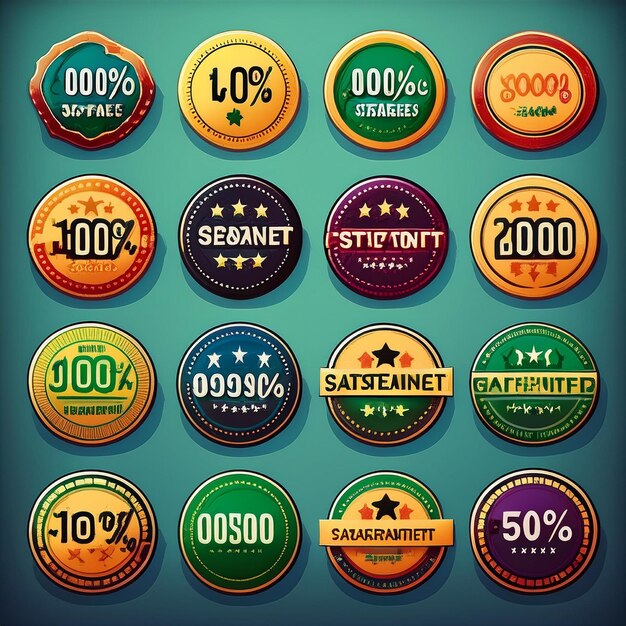 Photo a set of badges with the text satisfaction guaranteed showcasing different