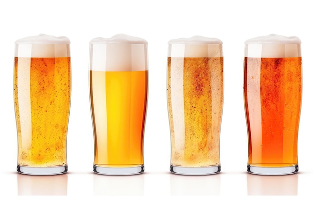 Set Of Beer Glasses Isolated On White