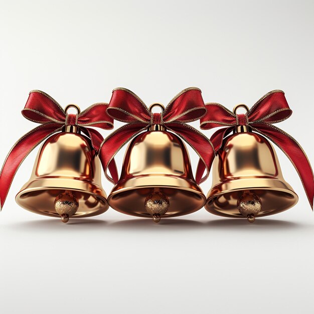 Photo a set of bells with a red bow on it