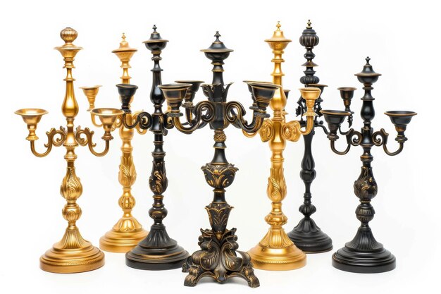 A set of black and golden candelabras