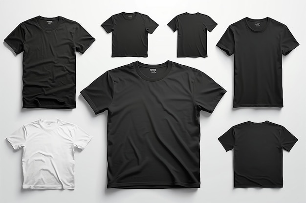 Photo set black tshirt on white background mockup for design