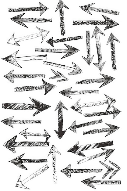 Photo a set of black and white arrows used for illustration or design purposes