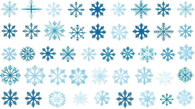 set of blue snowflakes for the background