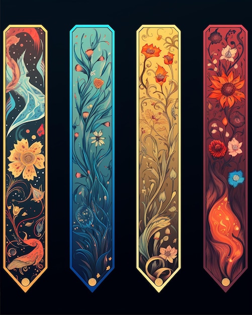 Photo set of bookmarks with different designs