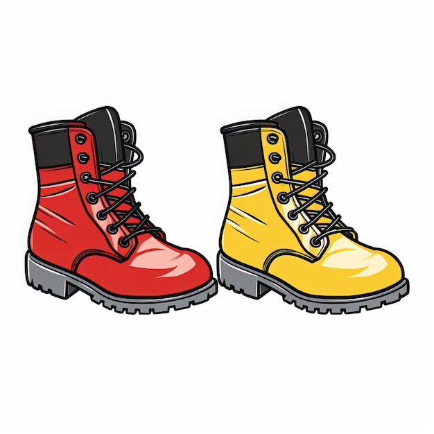 Set of boots Cartoon style Vector illustration isolated on white background