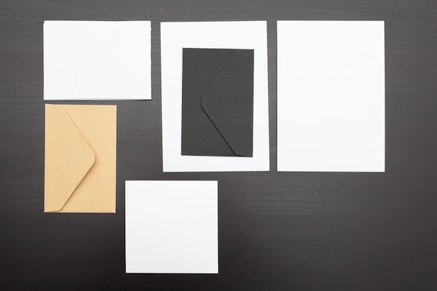 Set of branding stationery cards, papers and documents