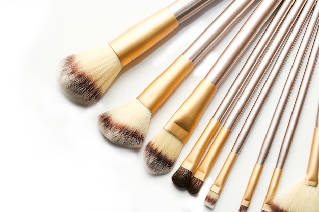 Set of brushes for makeup cosmetics