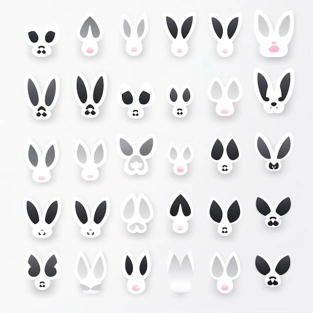 Set bunny rabbit white ears