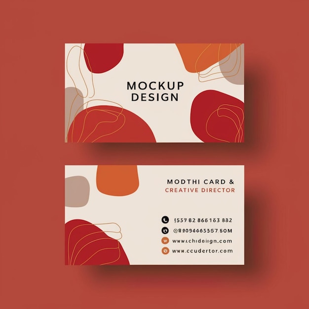 Photo a set of business cards with a red background and a design design for the company logo