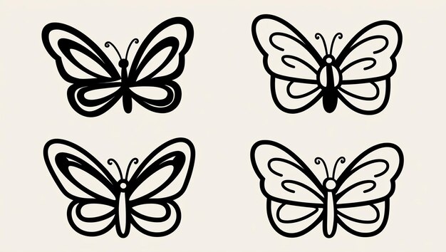 Photo a set of butterflies with black and white markings