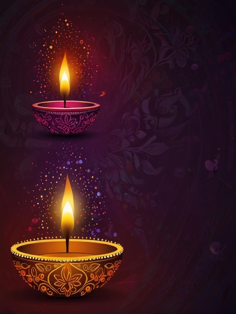 a set of candles with a purple background