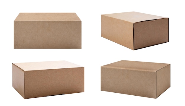 Set of cardboard boxes isolated over a white background