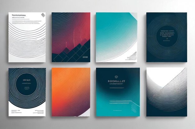 Photo set of cards with blend liqud colors futuristic abstract design usable for banners covers layout and