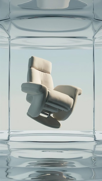 Set of chair floating in the air on transparency background PNG