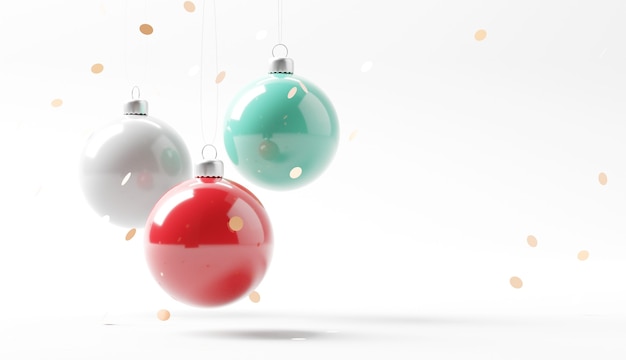 Photo set of christmas balls on white background