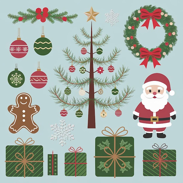 Set of Christmas tree design elements vector