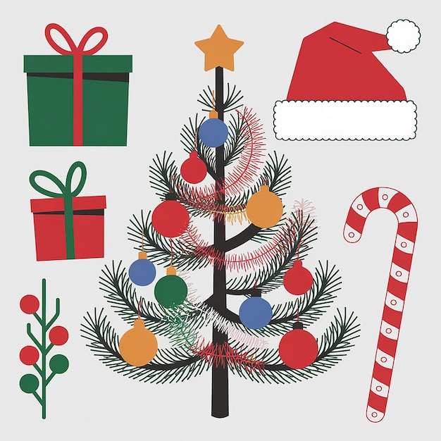 Set of Christmas tree design elements vector