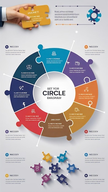 Photo set of circle diagram templates with puzzle pieces business infographics vector eps10 illustratio