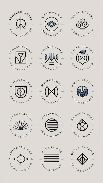 Set of circle linear icon logo signs Simple company logotypes