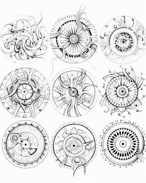 Photo set of circle mandala coloring pages