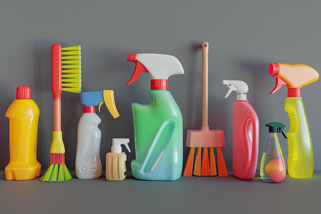 Set of cleaning supplies and tools