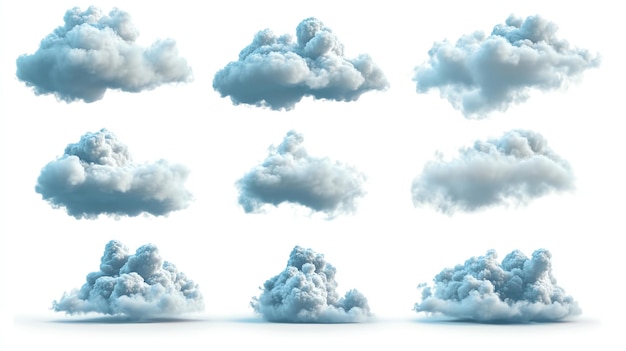 set cloud realistic isolated on a white background