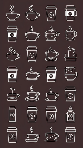 Set of Coffee and Tea linear icons