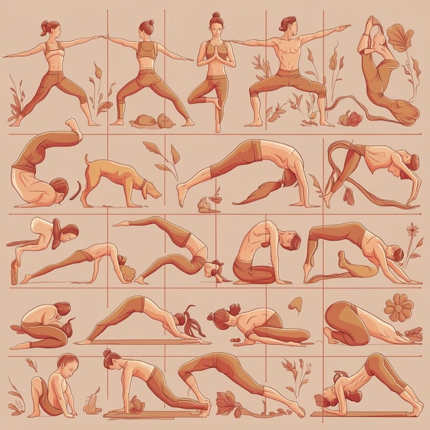 Photo set collection of yoga