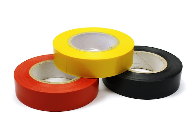 Set of colored insulating tape on white