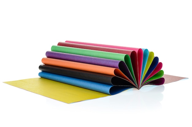 A set of colored paper isolated on a white background. Large selection of colors.