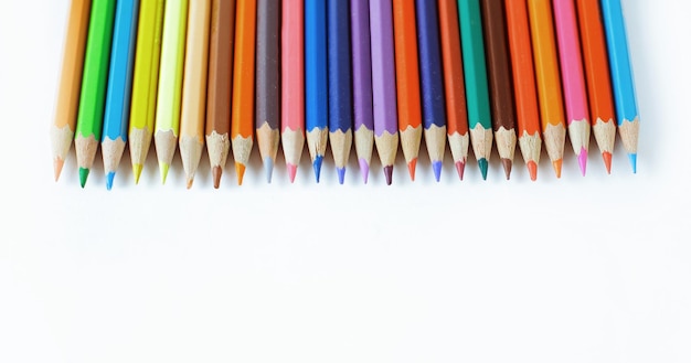 Set of colored pencils isolated on a white