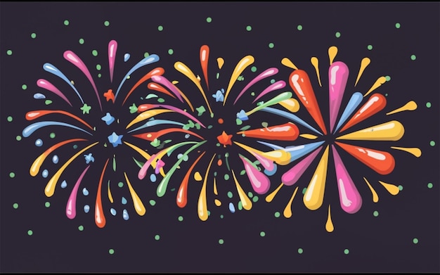 Set of Colorful Fireworks Celebration