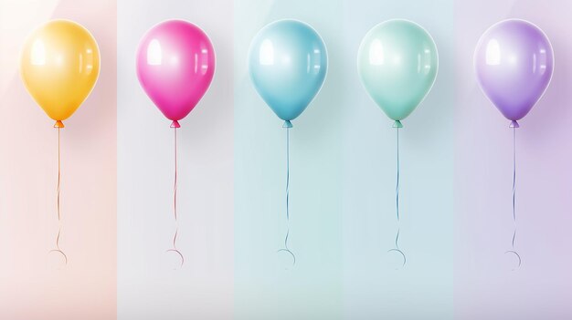 Photo set of colorful realistic helium balloons