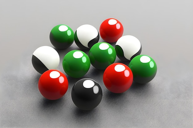 Photo set of colorful snooker balls isolated on white background