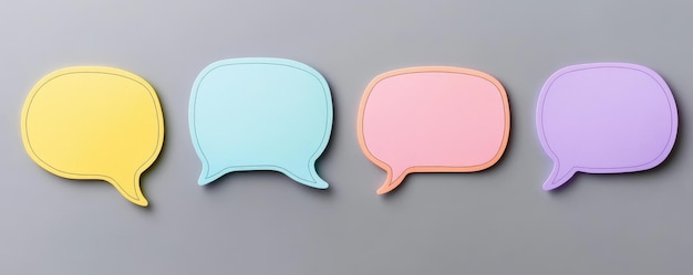 Photo set of colorful speech bubbles for communication and messaging