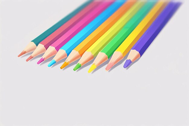 Photo set of coloured pencils isolated on a transparent background