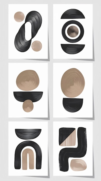 Set of contemporary art prints Minimalist modern posters collection