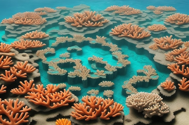 Set of coral reefs cut out isolated