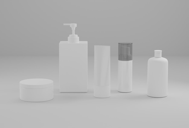 Set of cosmetics 3D rendered image