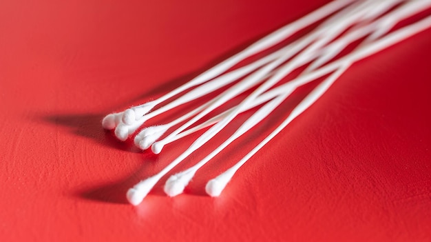 Set of Cotton Swabs Positioned on White