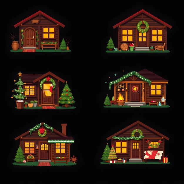 Set Craftsman Homes With Handmade Holiday Warmth Wood Carvings Artisan Wreaths and Hand Sewn Stock