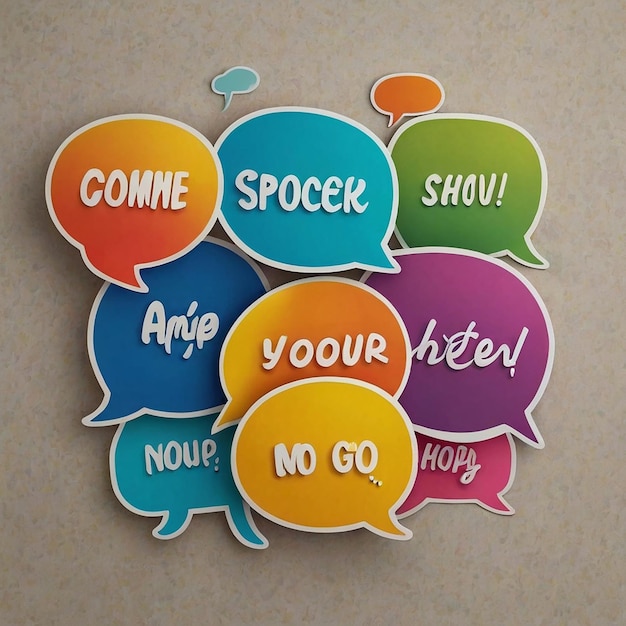 Photo set of cute colorful speech bubbles