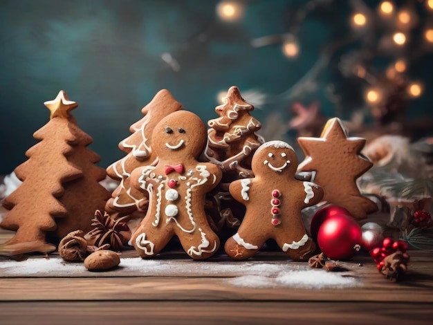 Set of cute gingerbread cookies for christmas Isolated on white background Vector illustration