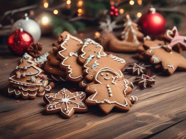 Set of cute gingerbread cookies for christmas Isolated on white background Vector illustration