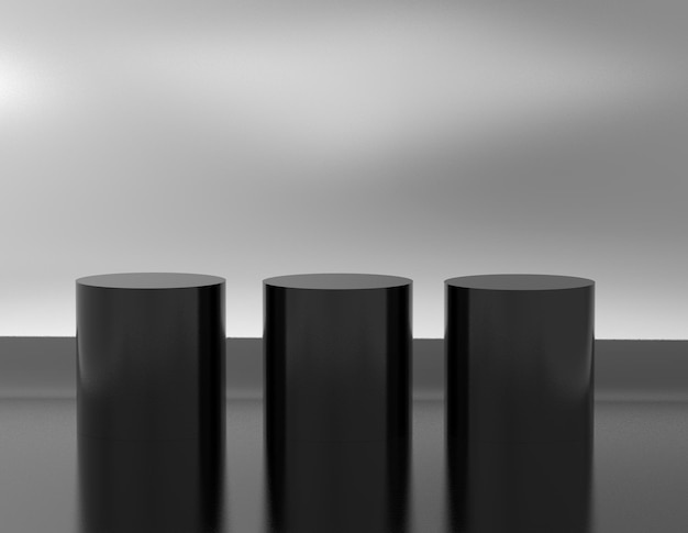 set of cylinder podium for showing product minimal style, sale, cosmetic, holiday sale black reflect